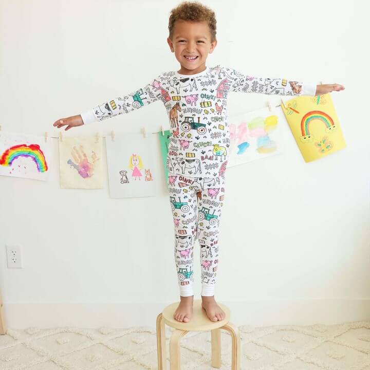 colorable farm pajamas for kids 