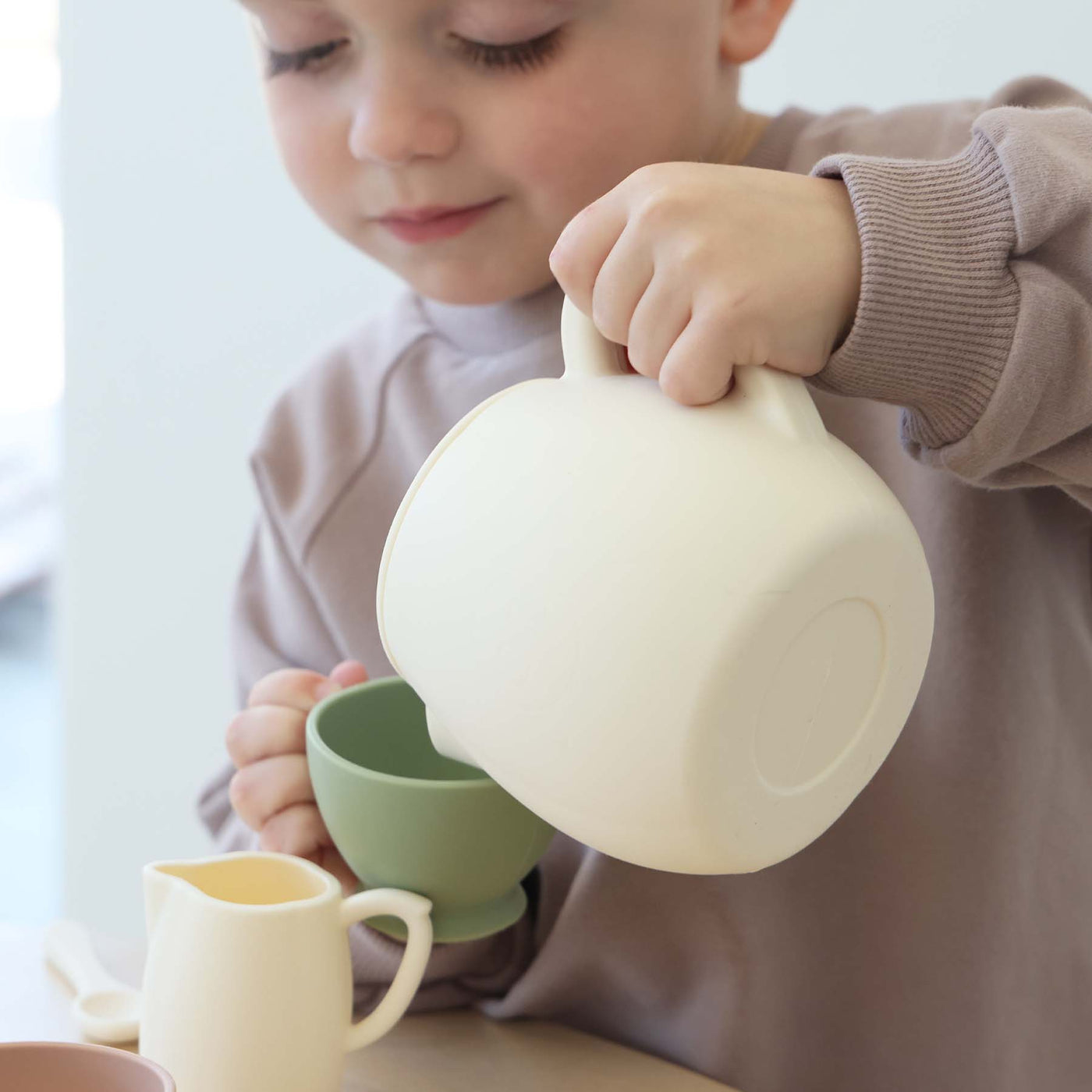 multicolor tea set for kids made of silicone 