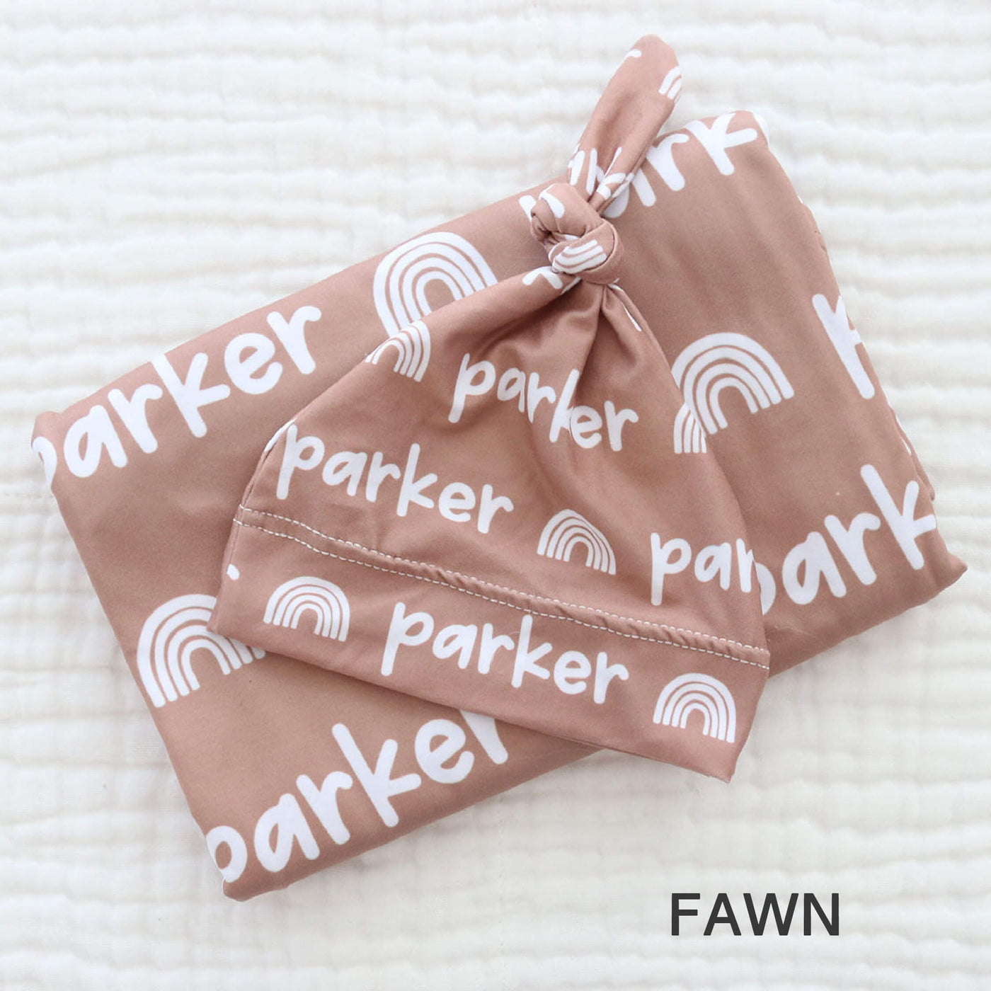 terracotta personalized graphic swaddle 