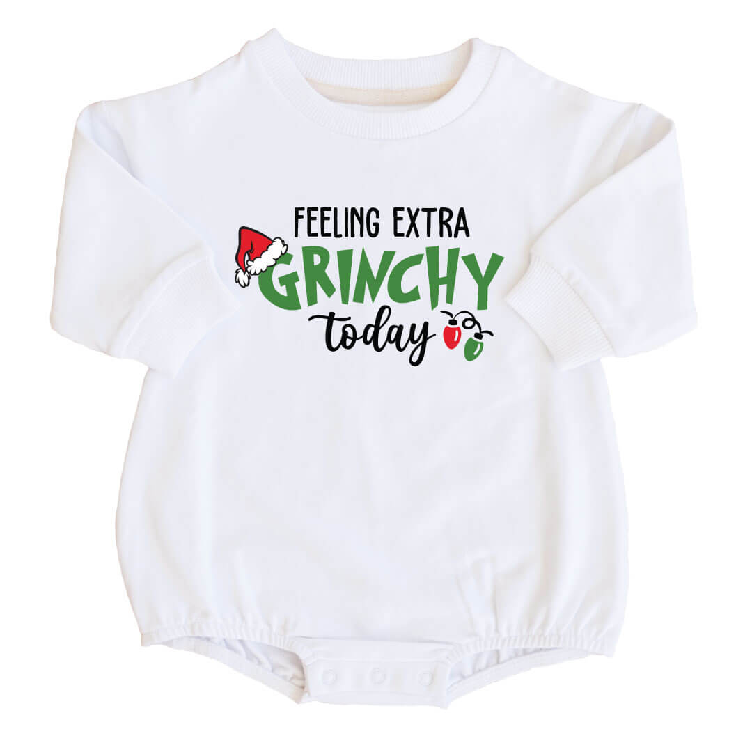 feeling grinchy long sleeve sweatshirt bubble romper