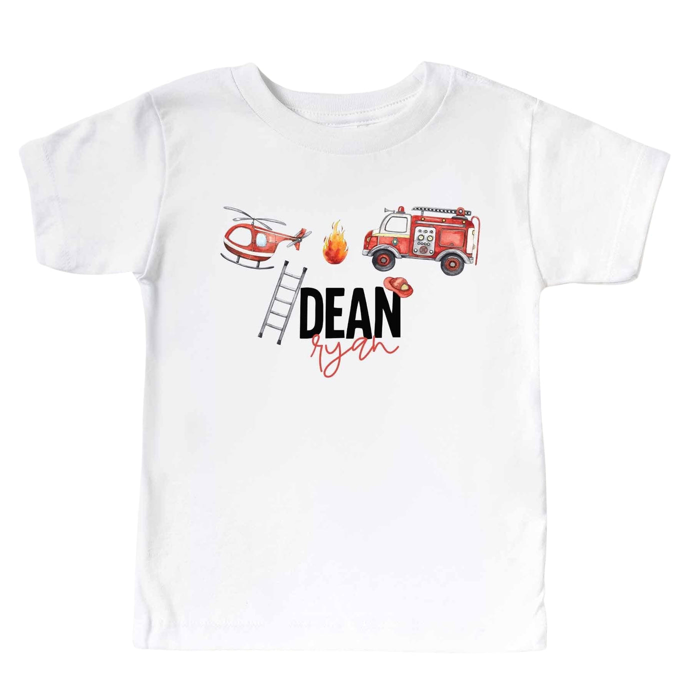 firetruck personalized kids graphic tee 