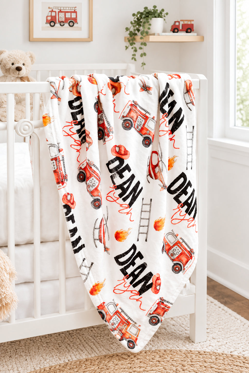 Firetrucks Personalized Toddler Blanket