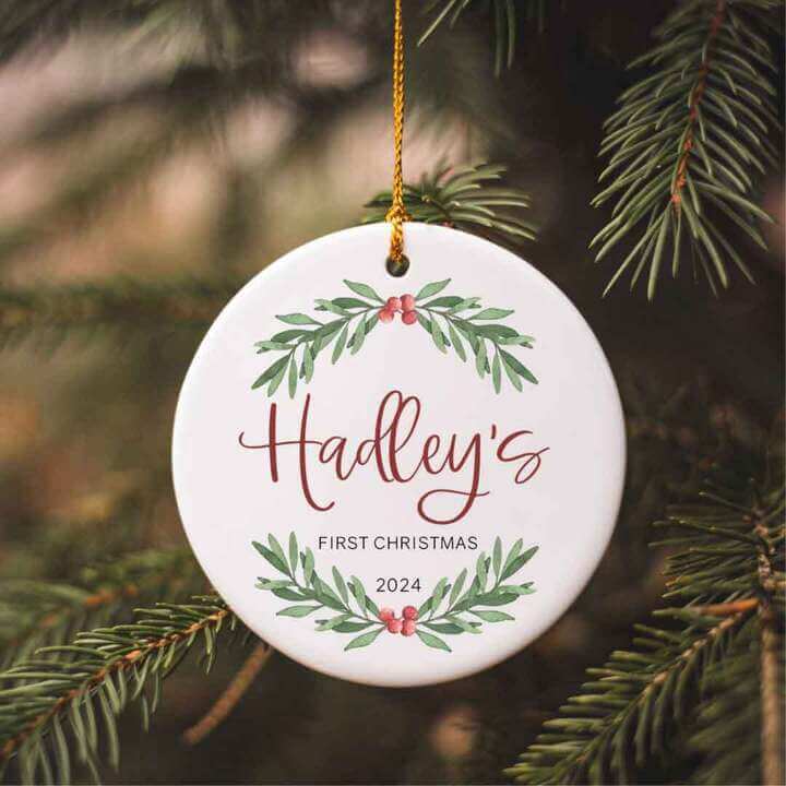 personalized ceramic ornament winterberry 