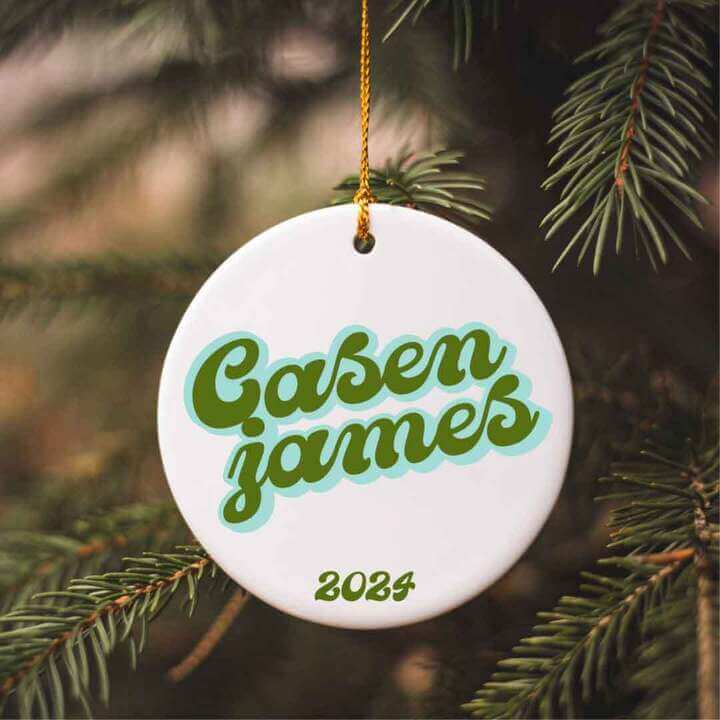 green font personalized christmas ornament 