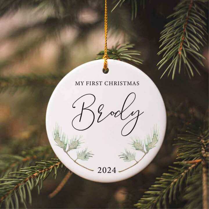 leafy personalized ornament 