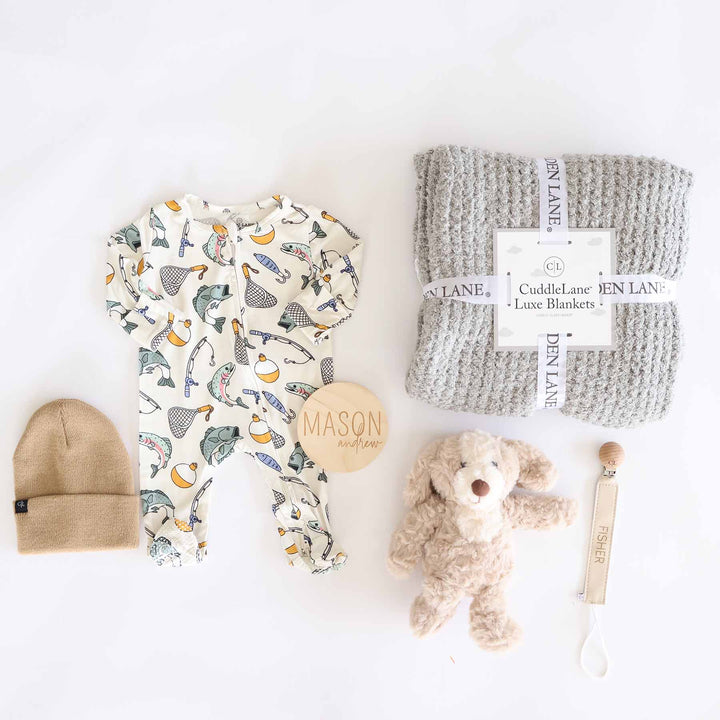 standard fishing themed baby shower gift box