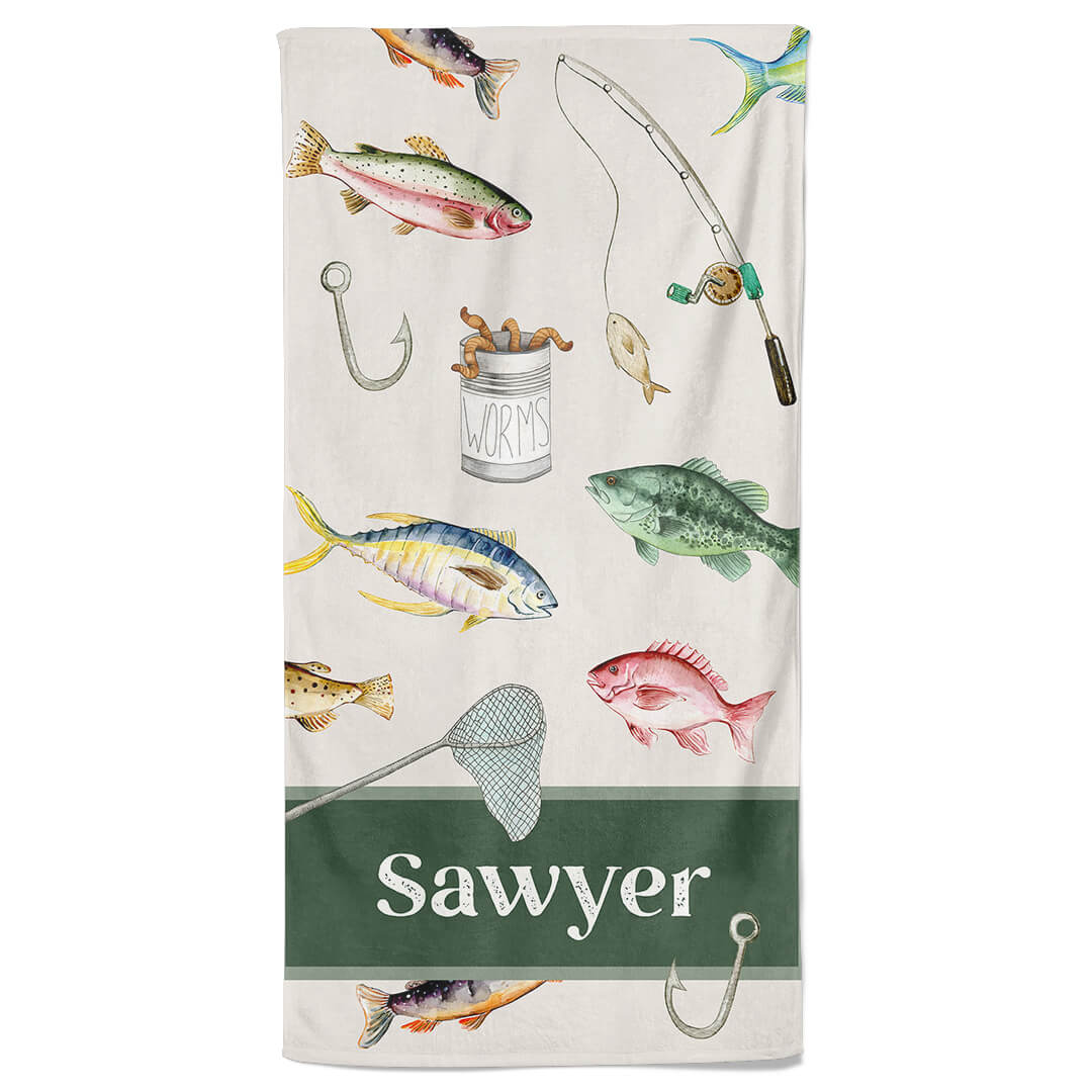 gone fishing personalized towel