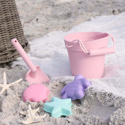 beach bucket with personalized shovel flamingo pink