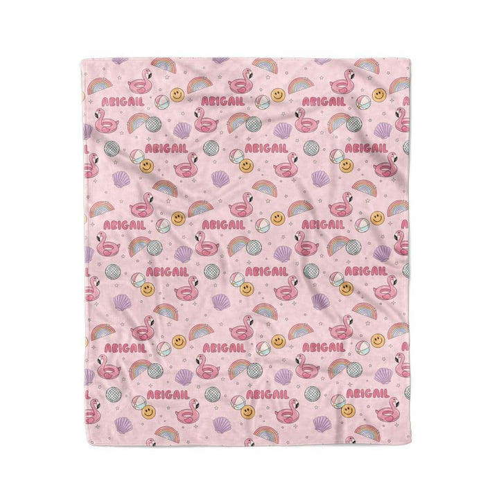 pink floatie blanket for kids personalized with name 