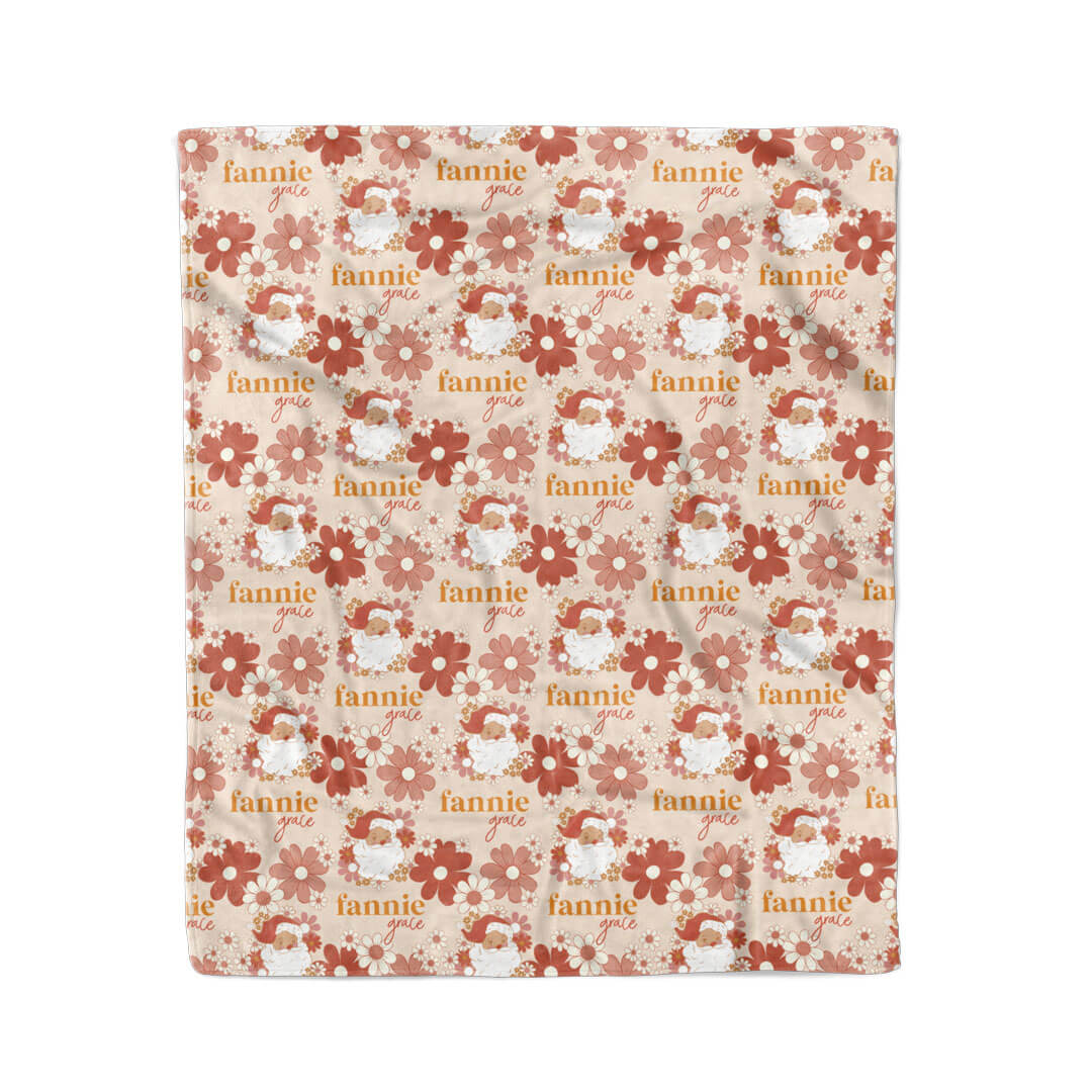 floral santa personalized toddler blanket 