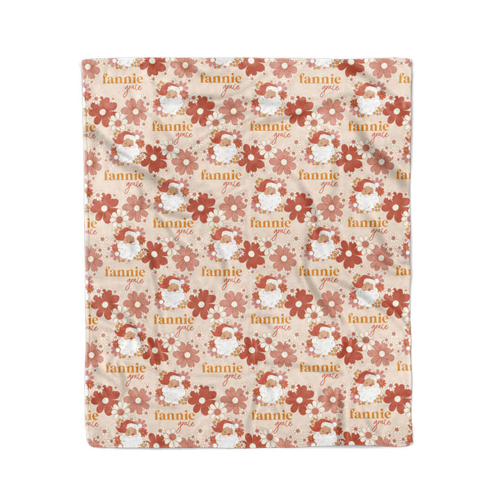 floral santa personalized toddler blanket 