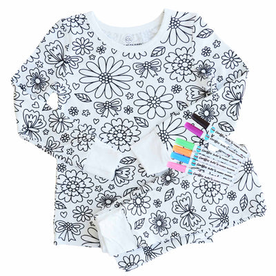 floral colorable pajamas for kids