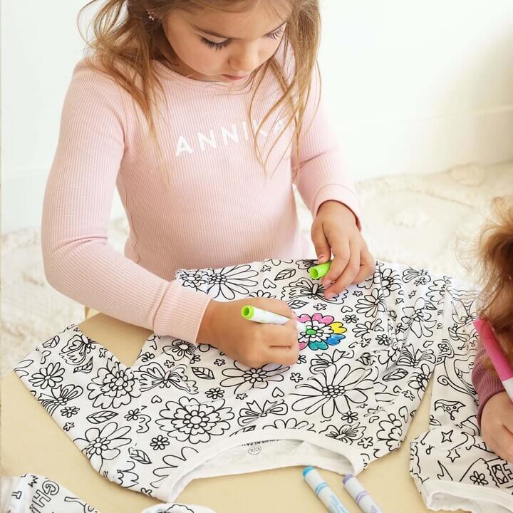 floral flower colorable pajamas for kids