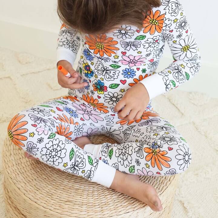 flower colorable pajamas