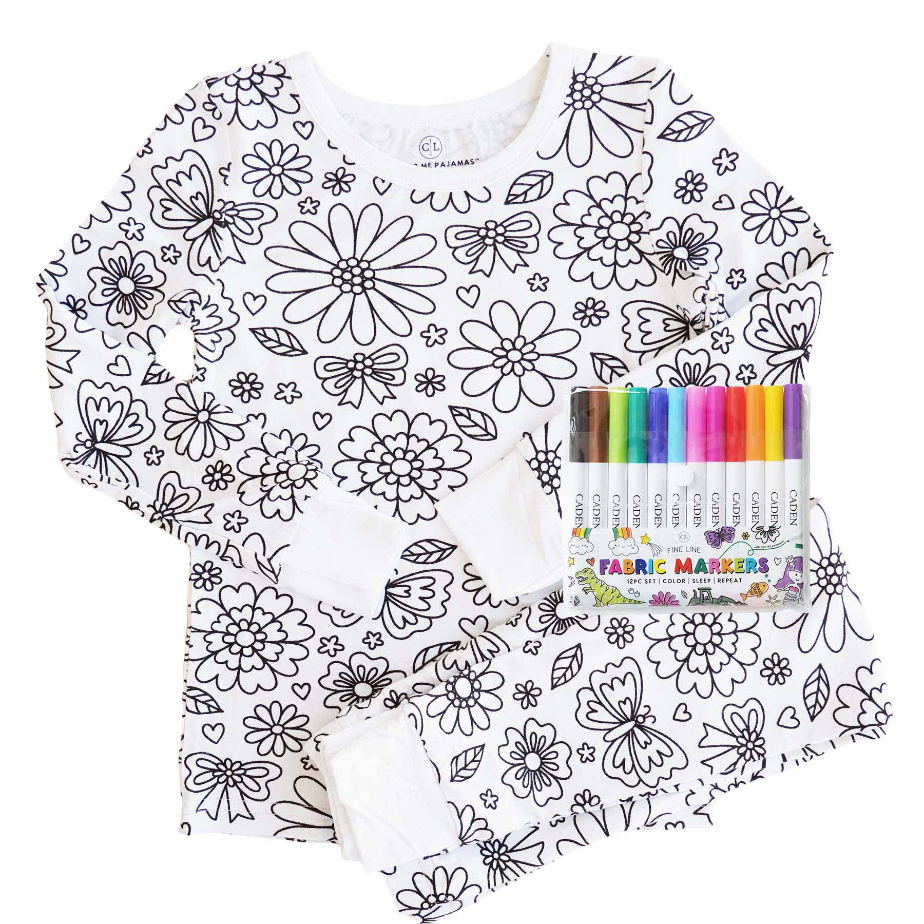 flower colorable pajamas for kids 