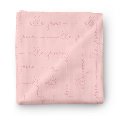 all pink personalized baby name swaddle script 