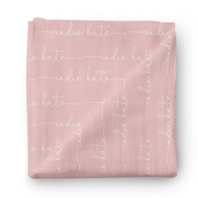 personalized baby name swaddle blanket light rose script 