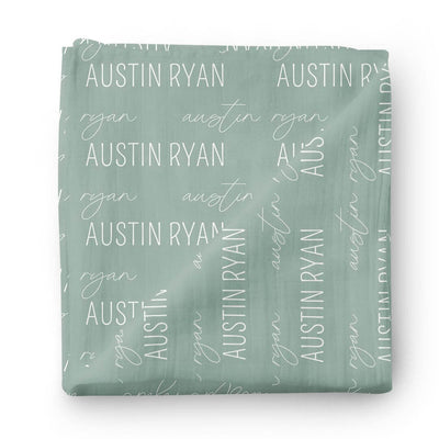 green personalized swaddle blanket 