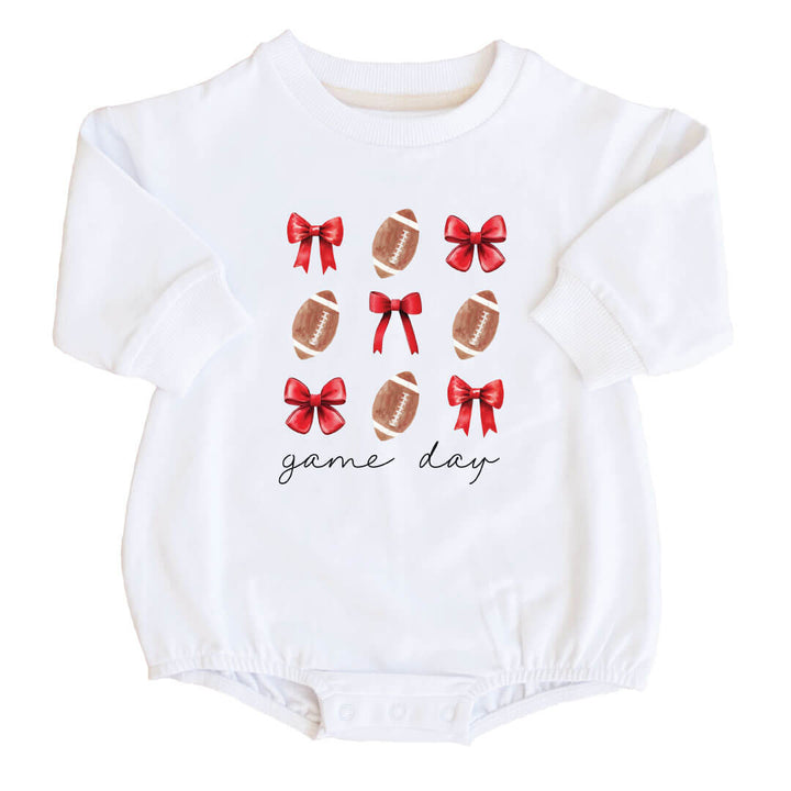 Texas Tech University | Footballs & Bows Graphic Sweatshirt Bubble Romper