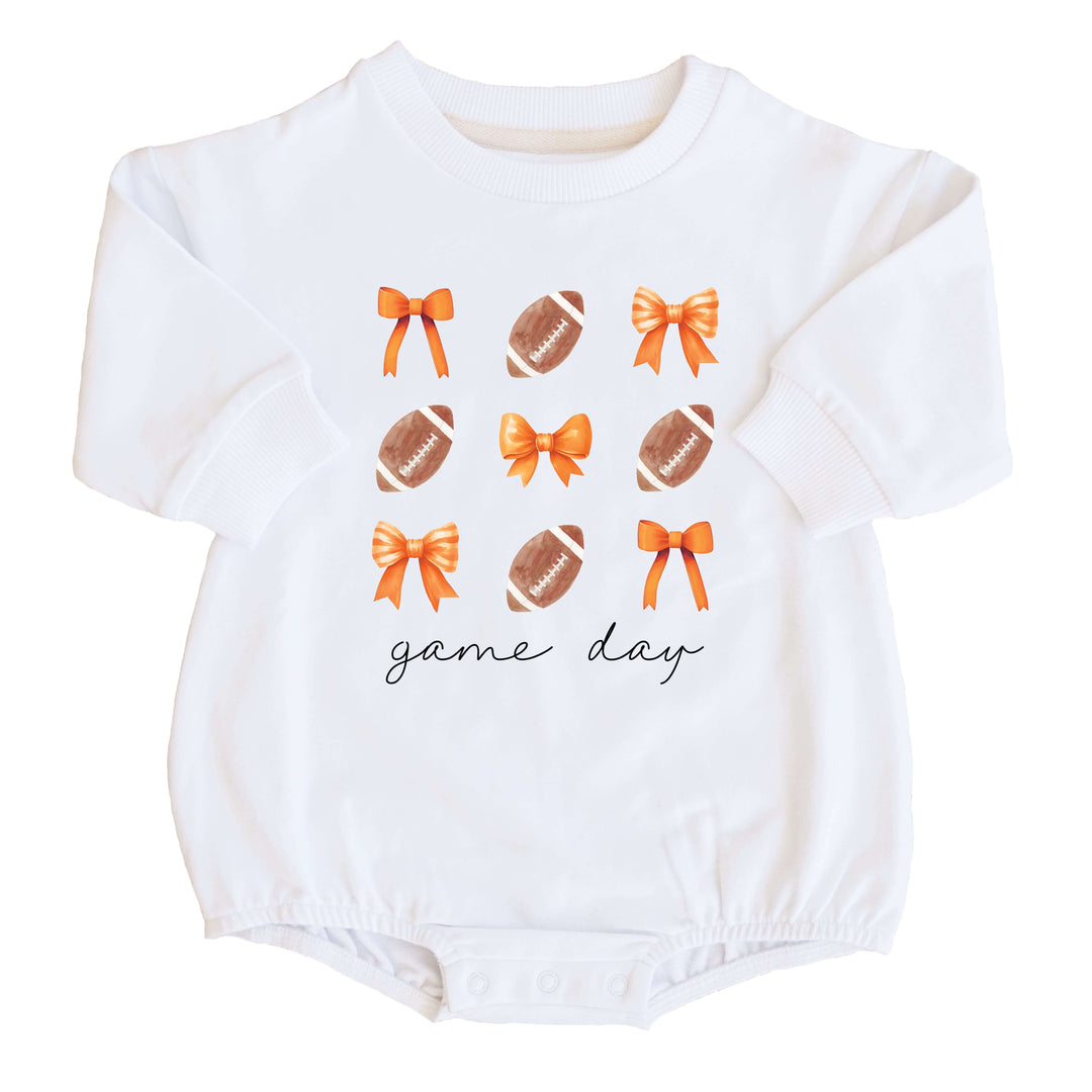 University of Tennessee | Footballs & Bows Graphic Sweatshirt Bubble Romper