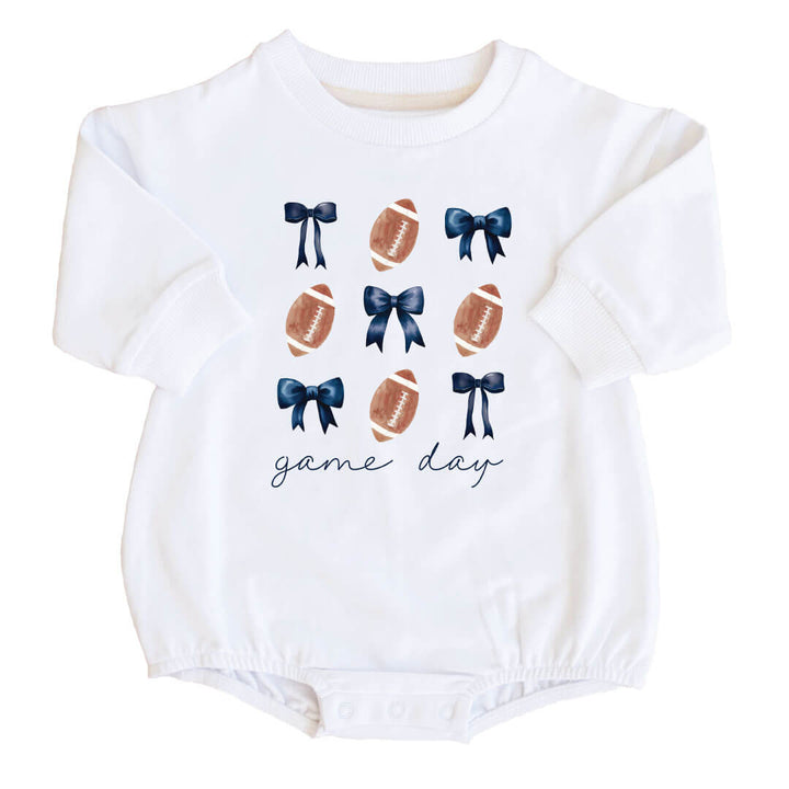 The Pennsylvania State University | Footballs & Bows Graphic Sweatshirt Bubble Romper