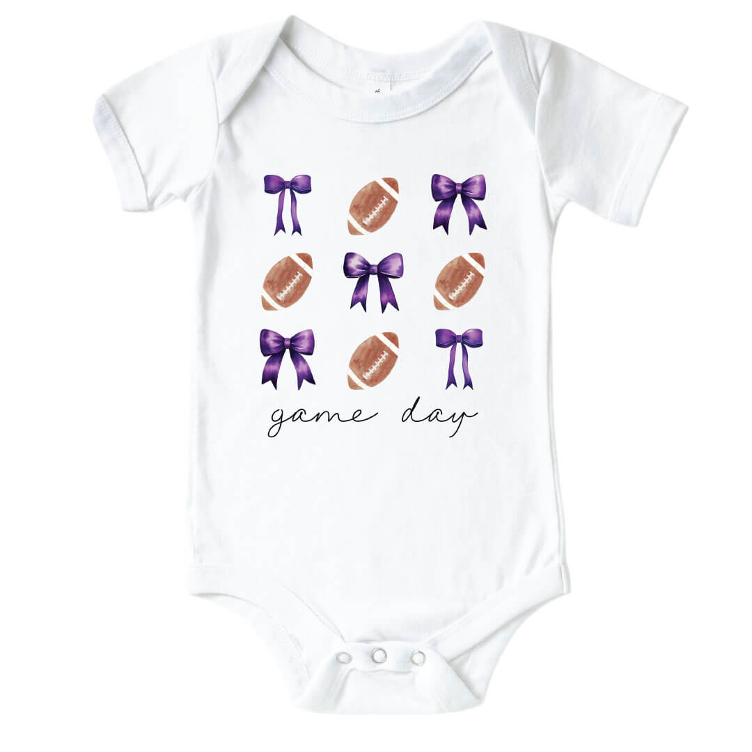 Texas Christian University | Footballs & Bows Graphic Bodysuit