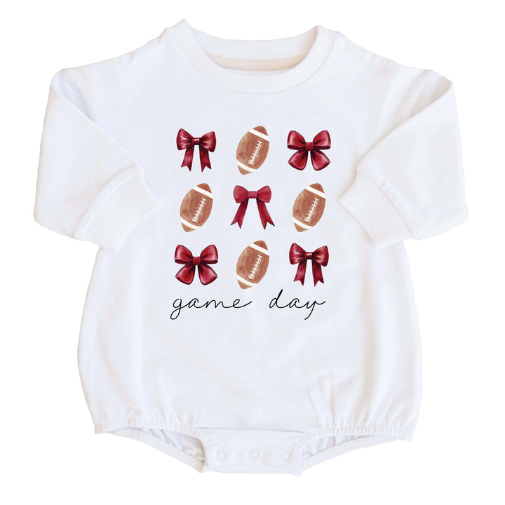 University of Arkansas | Football & Bows Graphic Sweatshirt Bubble Romper