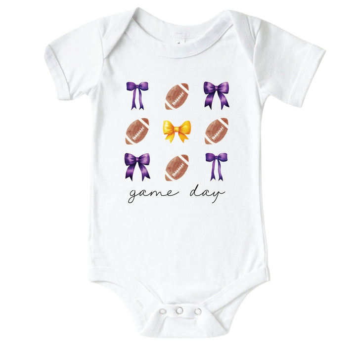 Louisiana State University | Footballs & Bows Graphic Bodysuit