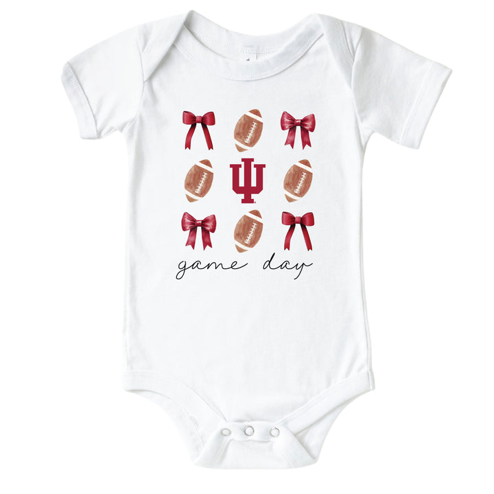 Indiana University | Footballs & Bows Graphic Bodysuit