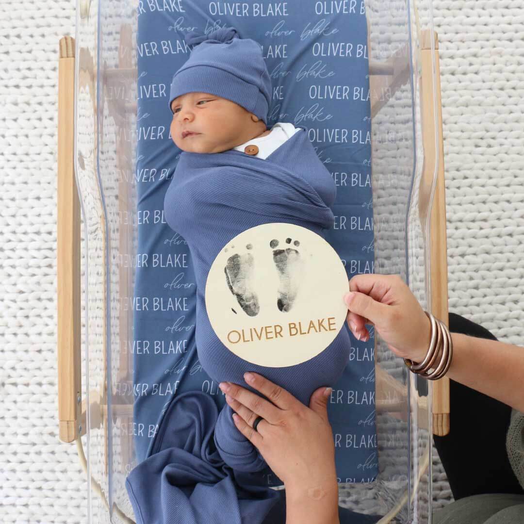 Personalized Baby Footprint Wood Announcement