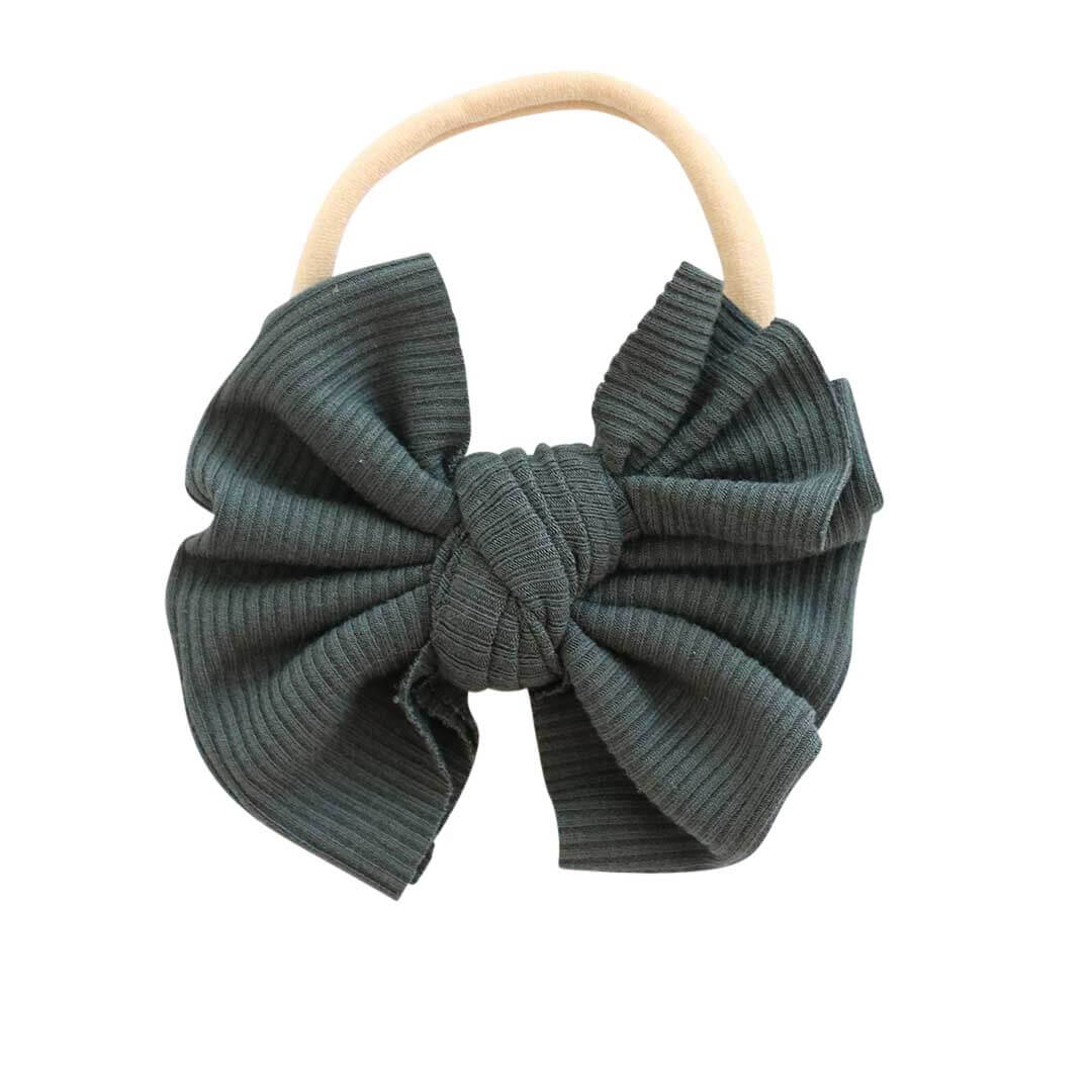 forest green knit bow headband