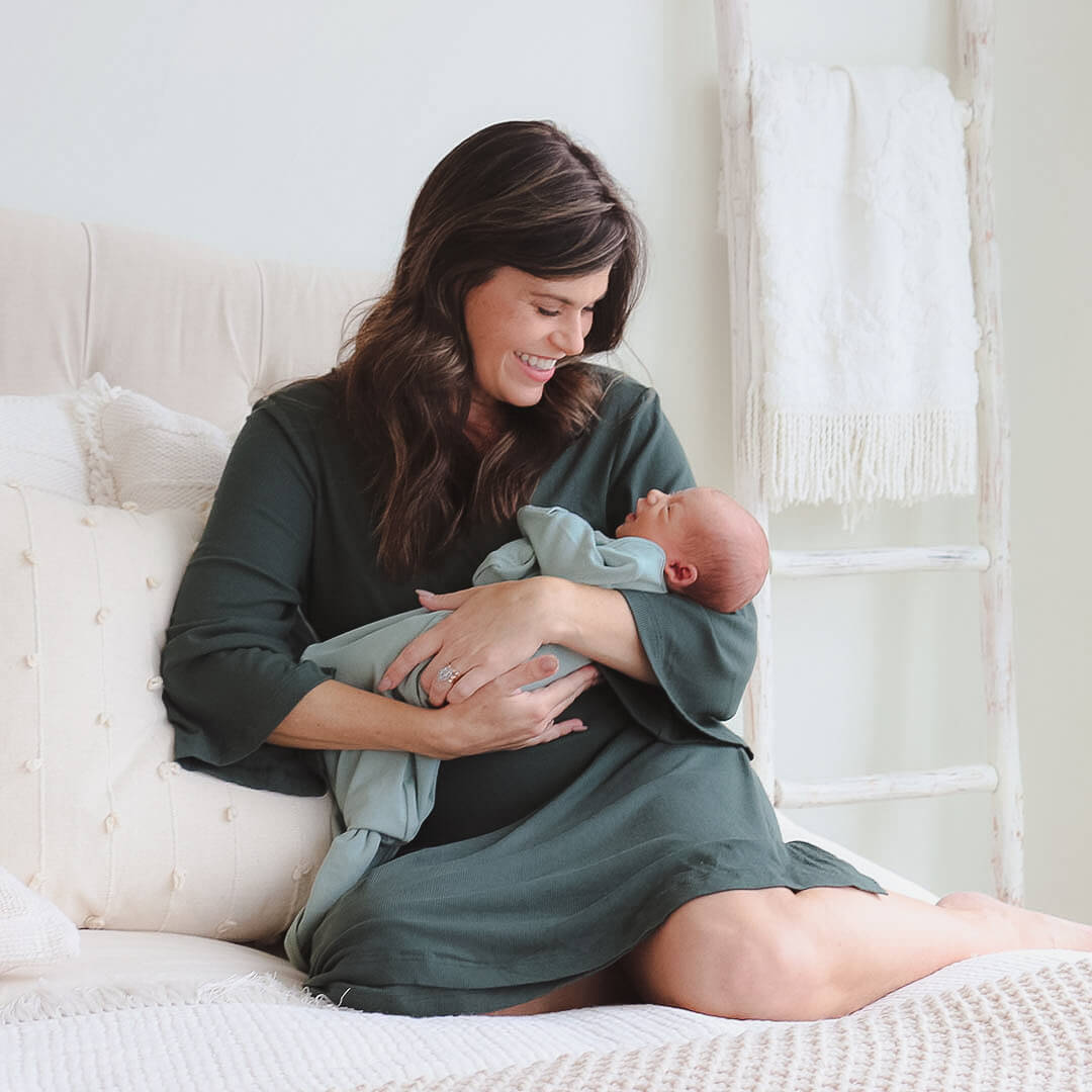 maternity robe forest green 