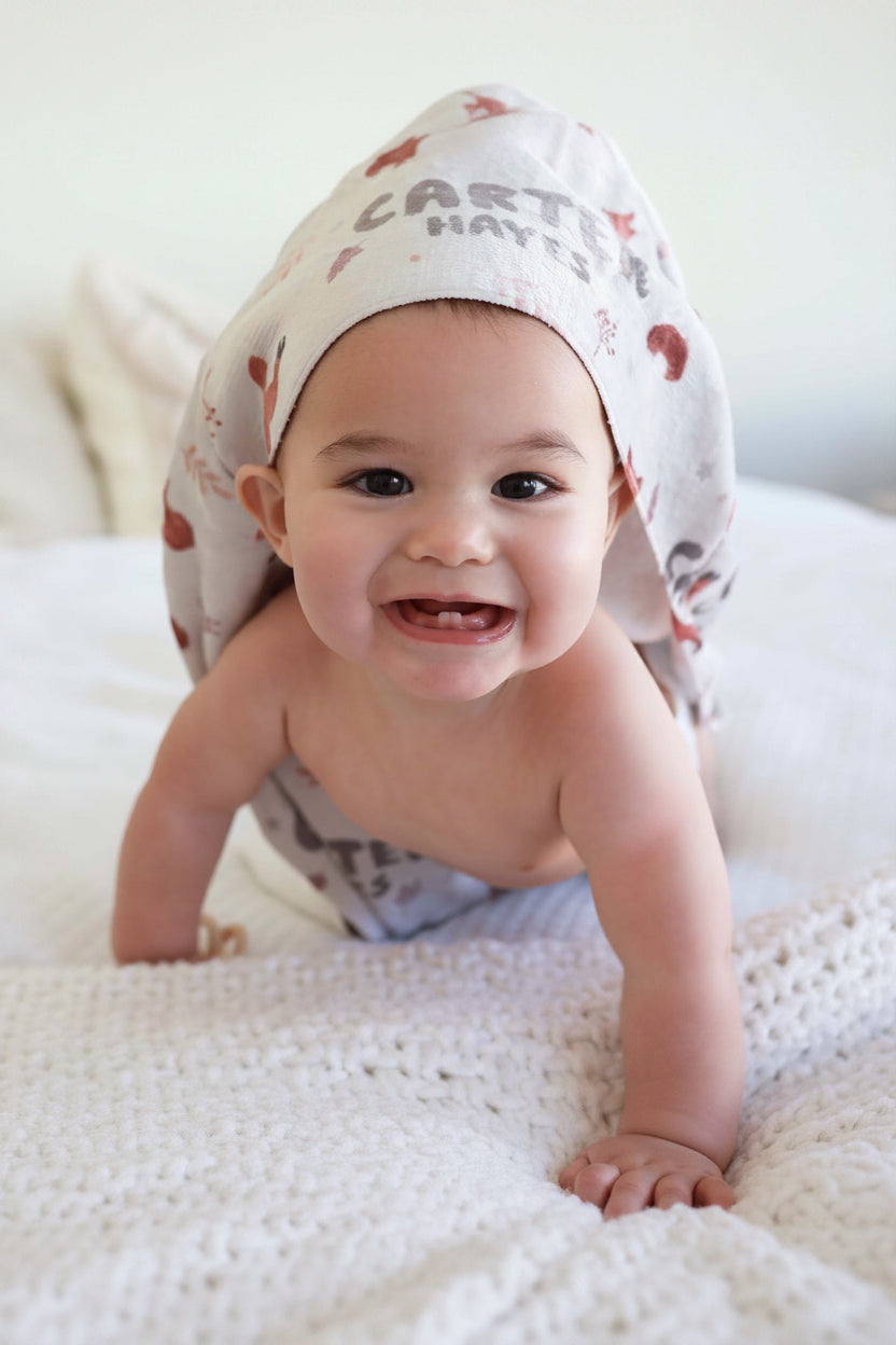 personalized fox hooded baby towel 