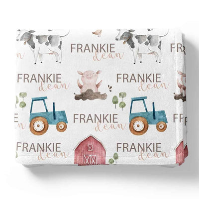 farm personalized toddler blanket 