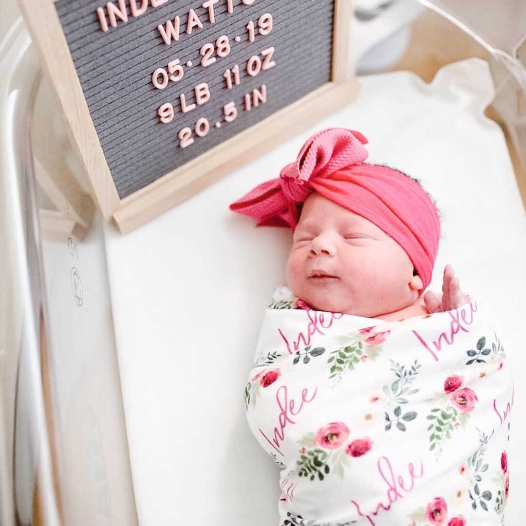 personalized swaddle blanket blush and magenta floral
