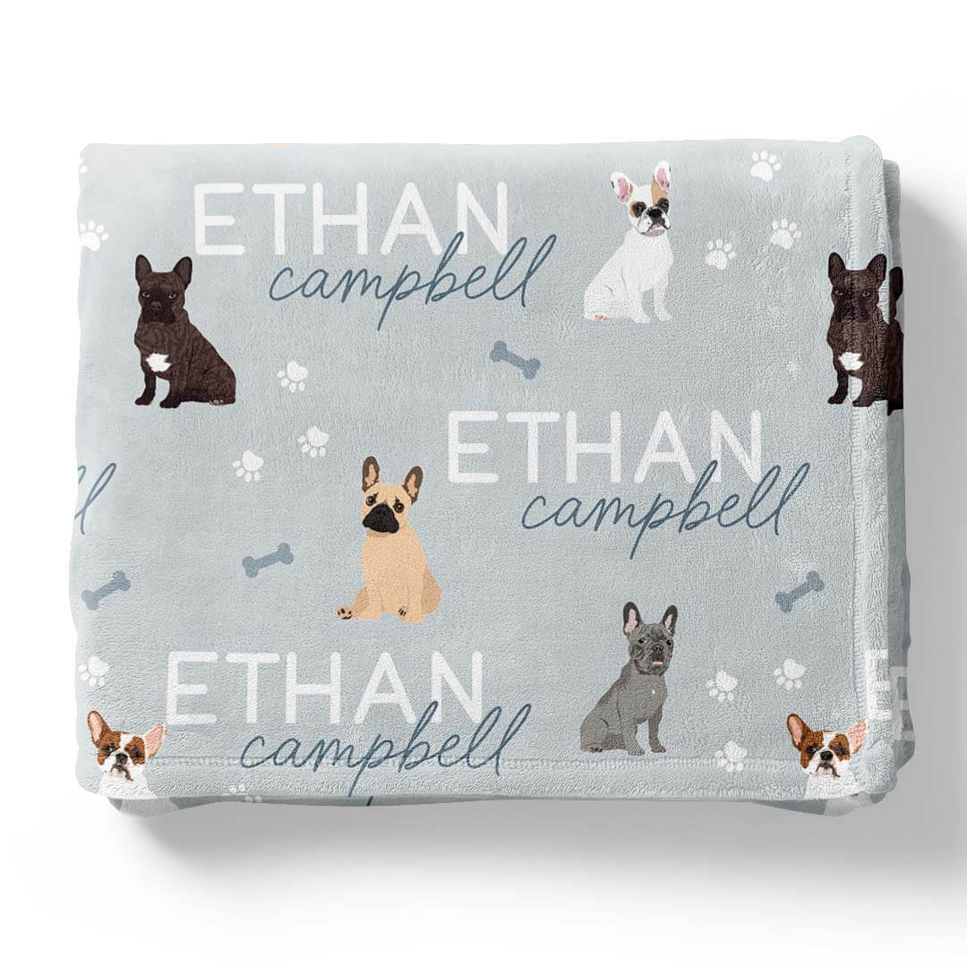 Personalized Toddler Blanket with French Bulldog Caden Lane