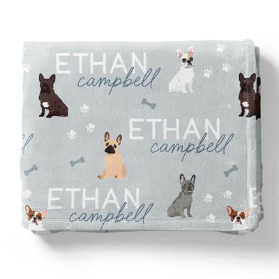 french bulldog blanket with name blue 