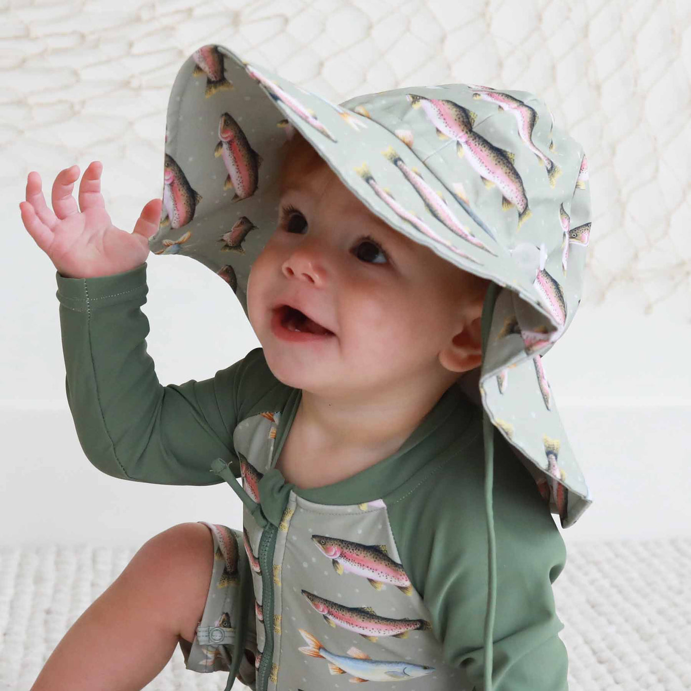 freshwater friends baby printed sun hat 