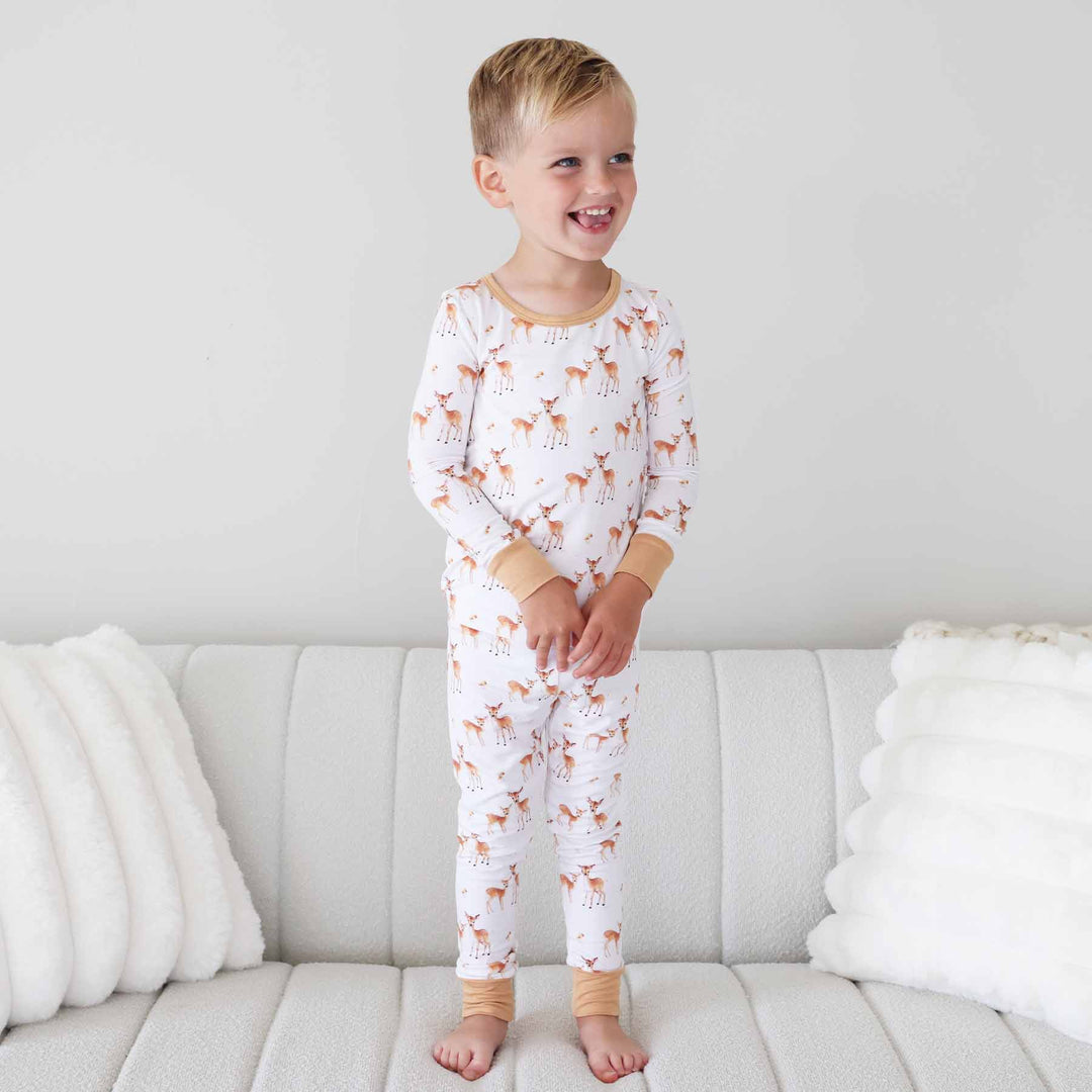 friendly fawn gender neutral kids pajamas 