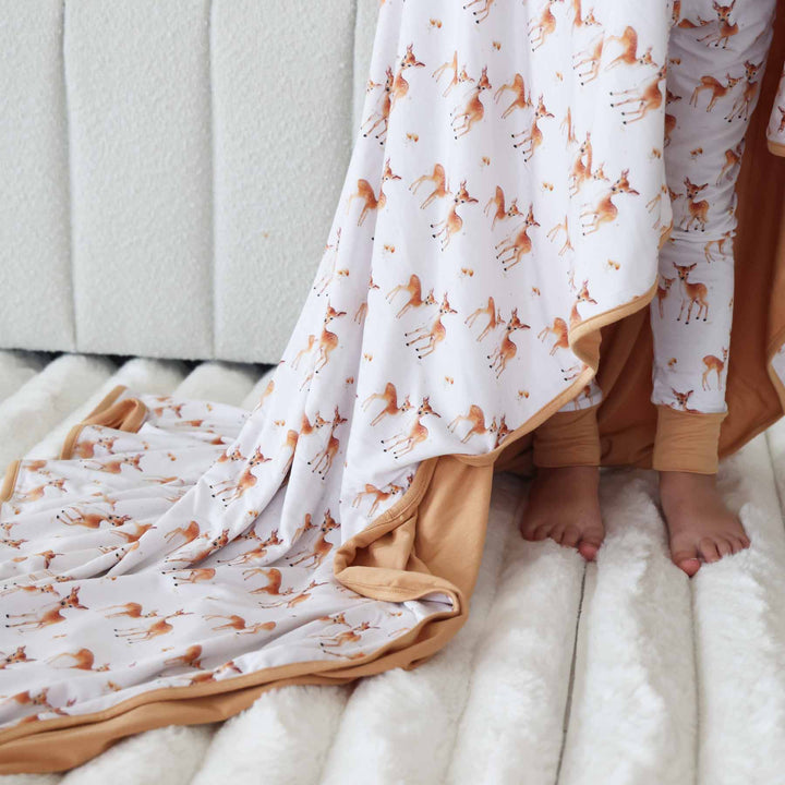 friendly fawn double sided bamboo blanket for kids 