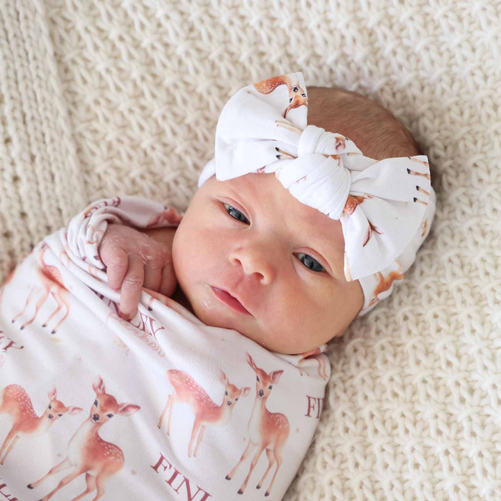 deer knit headwrap for babies 