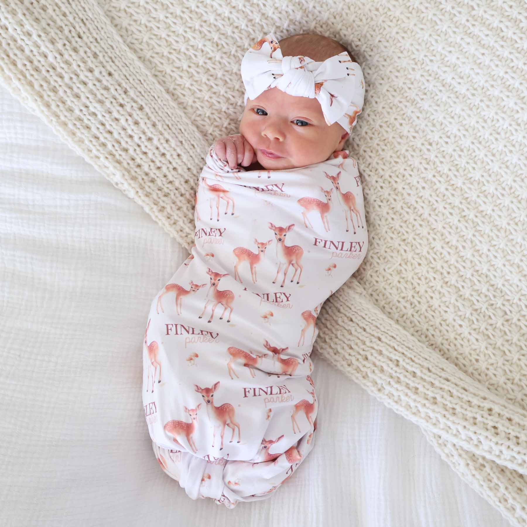 Friendly Fawns Personalized Swaddle Blanket