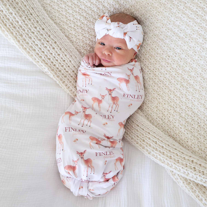 deer personalized swaddle blanket for newborns