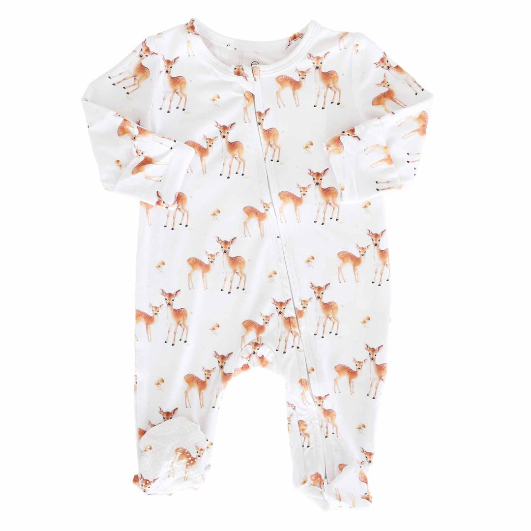 friendly fawn bamboo viscose baby zipper footie with double zipper 