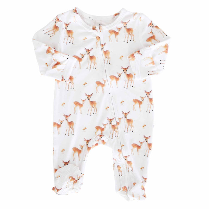 friendly fawn bamboo viscose baby zipper footie with double zipper 