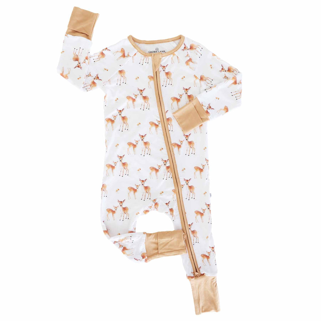 bamboo viscose convertible zip romper with deer