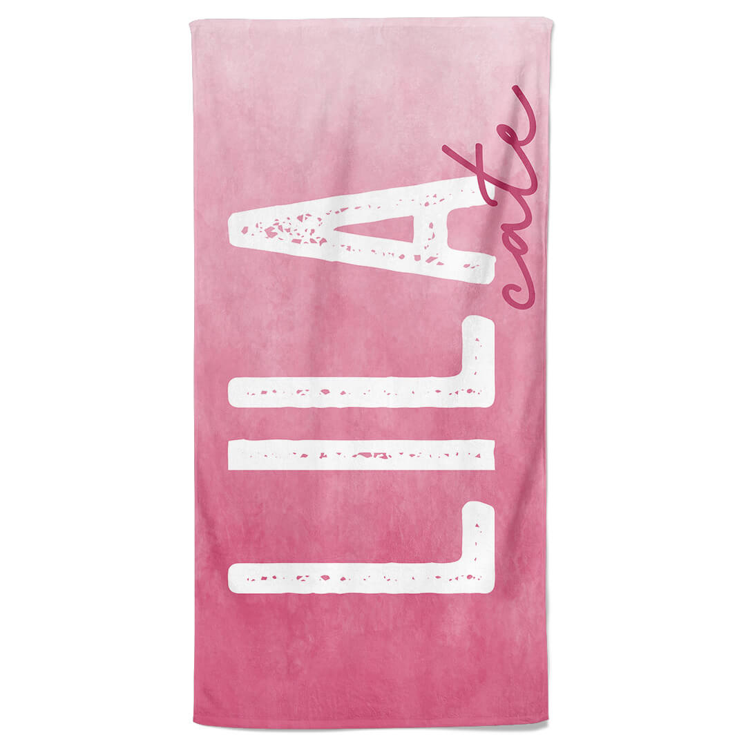 personalized towel pink ombre