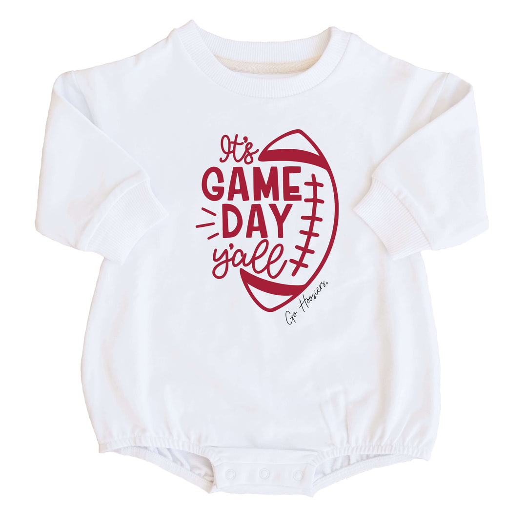 Indiana University | Footballs & Bows Graphic Sweatshirt Bubble Romper