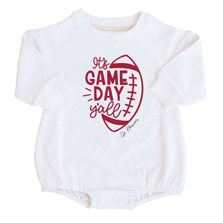 Indiana University | Footballs & Bows Graphic Sweatshirt Bubble Romper