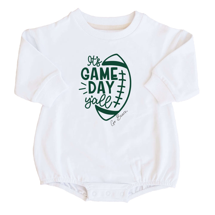 Baylor University | Footballs & Bows Graphic Sweatshirt Bubble Romper